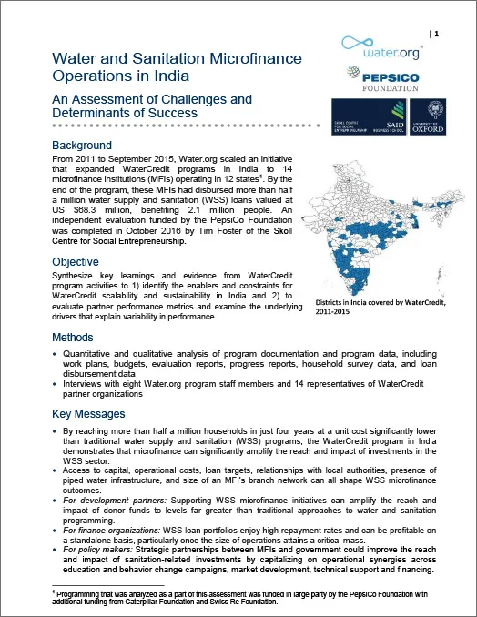 Water and sanitation microfinance operations in India thumbnail