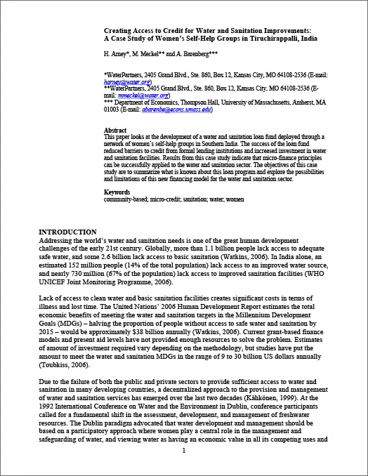 Creating access to credit for water and sanitation improvements thumbnail