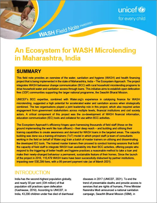An ecosystem for WASH microlending in Maharashtra India thumbnail